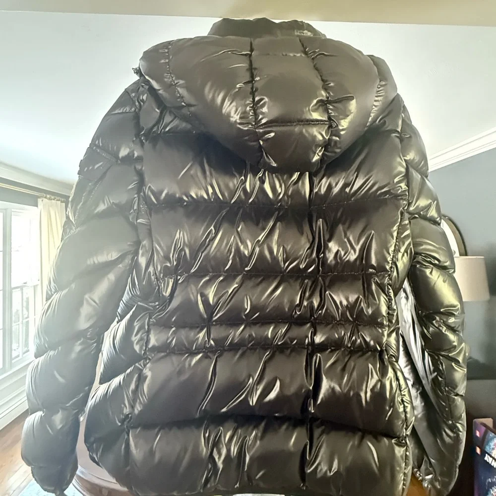 NWT Moncler Brouel Chevron Nylon Laque Down Quilted Jacket w Attached Hood sz2 - Picture 4 of 10